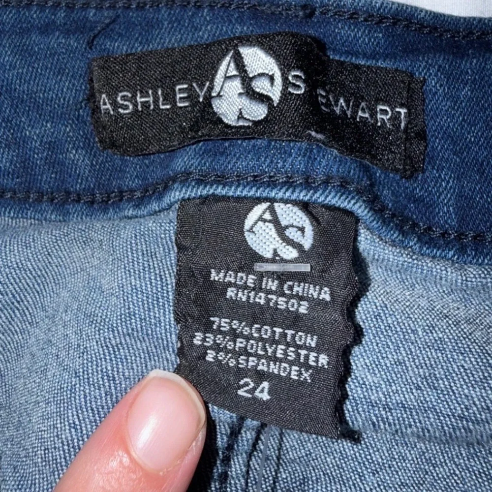 Ashley Stewart Plus Size 24 Jeans Sequin Embellished Straight Leg Medium Wash
